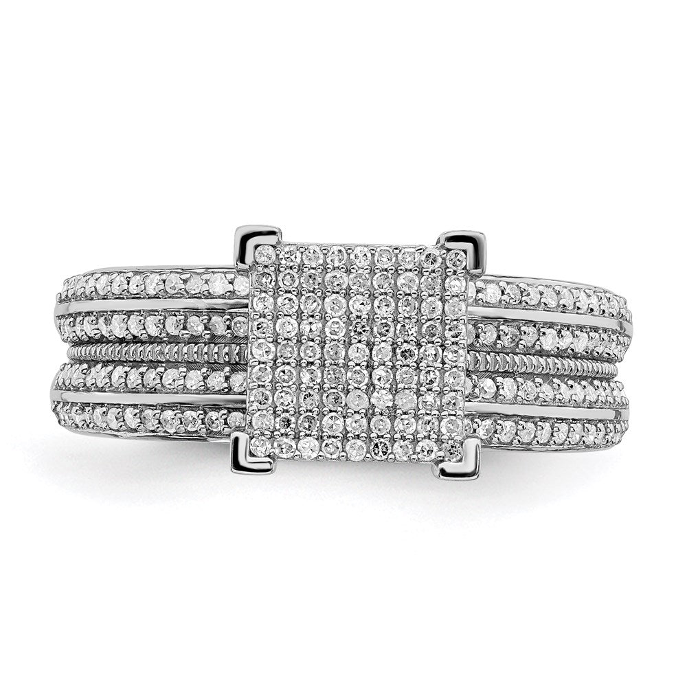 Sterlingsilber Rhodiniert Diamant Quadratisch Ring (size 8 Nur)