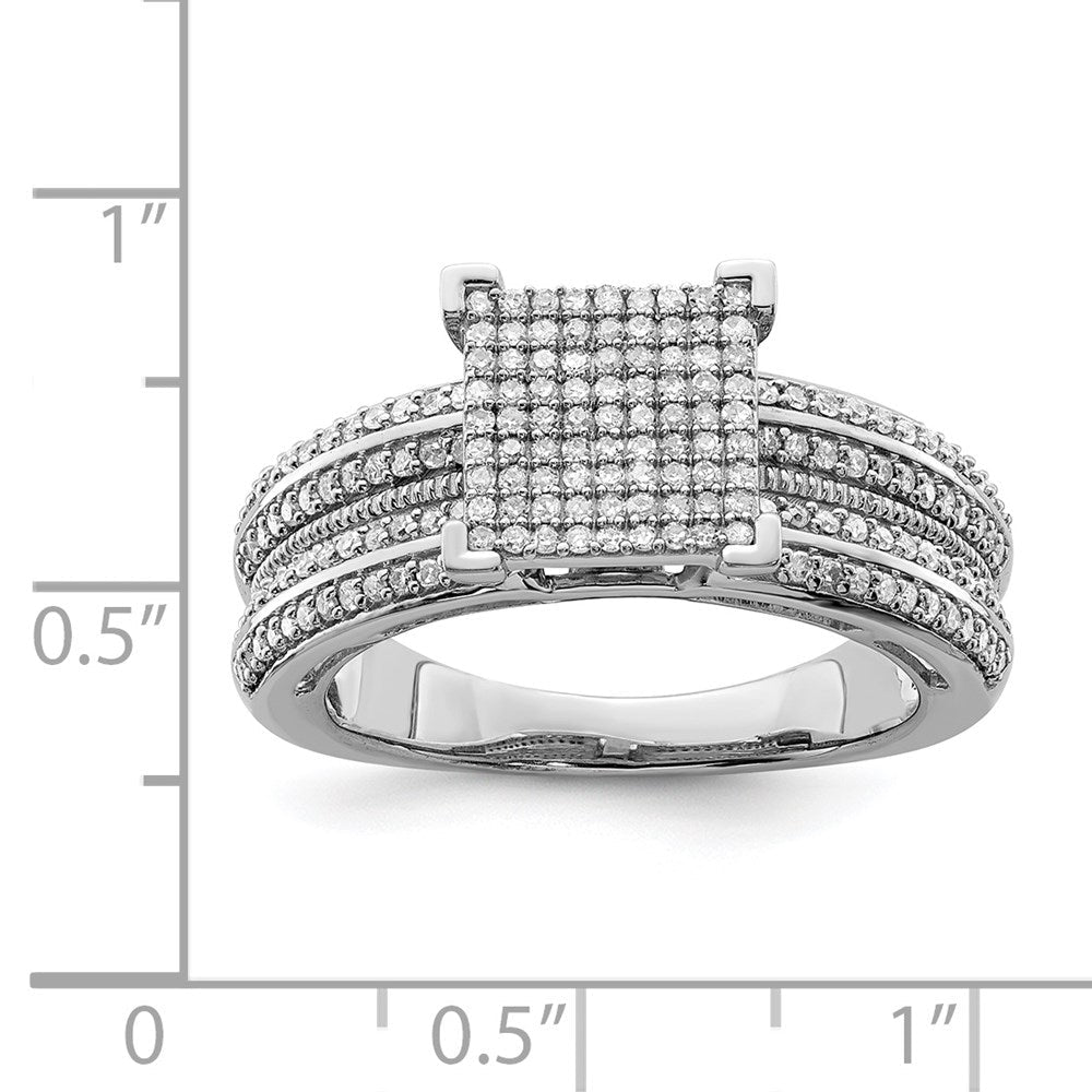 Sterlingsilber Rhodiniert Diamant Quadratisch Ring (size 8 Nur)