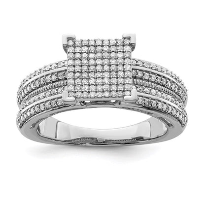 Sterlingsilber Rhodiniert Diamant Quadratisch Ring (size 8 Nur)