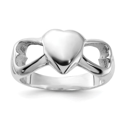 Sterlingsilber Poliert Herzen Ring