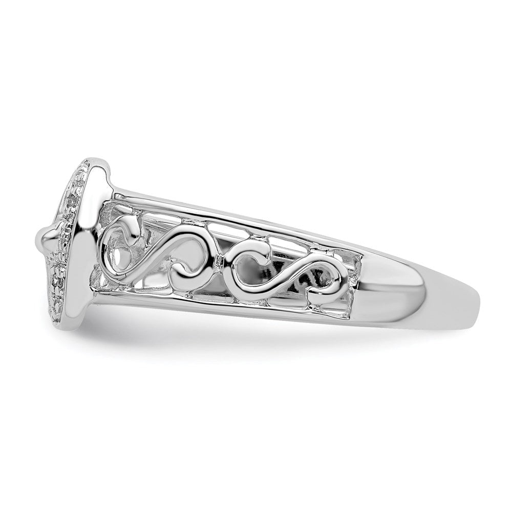 Sterlingsilber Rhodiniert Diamant Schnalle Ring