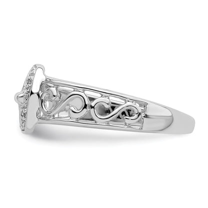 Sterlingsilber Rhodiniert Diamant Schnalle Ring