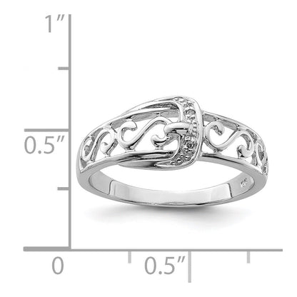 Sterlingsilber Rhodiniert Diamant Schnalle Ring