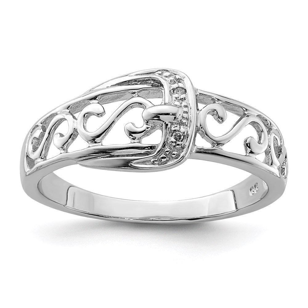 Sterlingsilber Rhodiniert Diamant Schnalle Ring