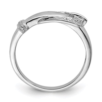 Sterlingsilber Rhodiniert Diamant Schnalle Ring
