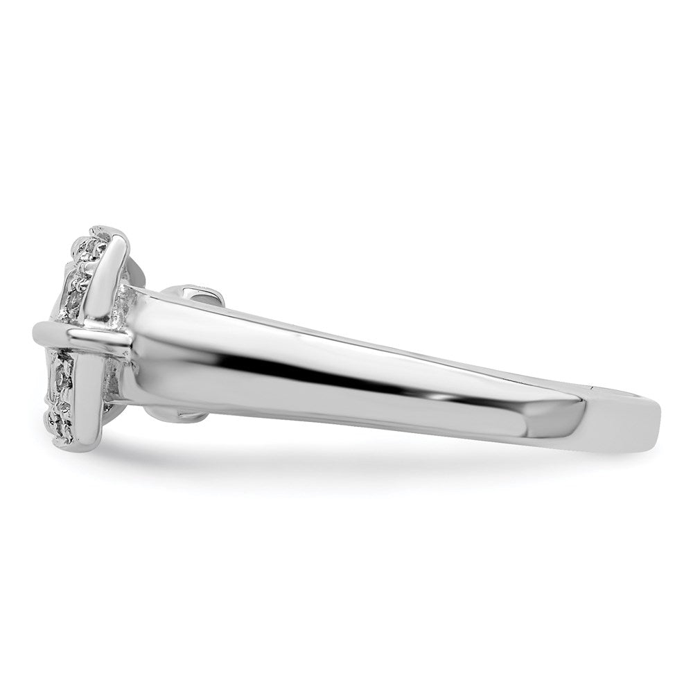 Sterlingsilber Rhodiniert Diamant Schnalle Ring