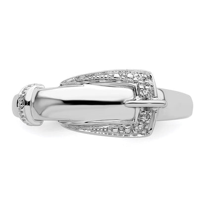 Sterlingsilber Rhodiniert Diamant Schnalle Ring