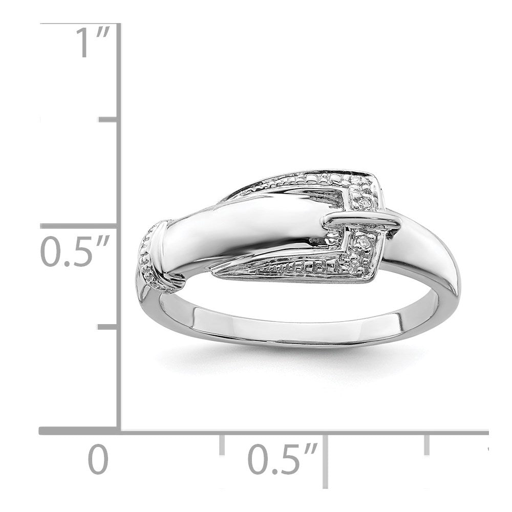 Sterlingsilber Rhodiniert Diamant Schnalle Ring