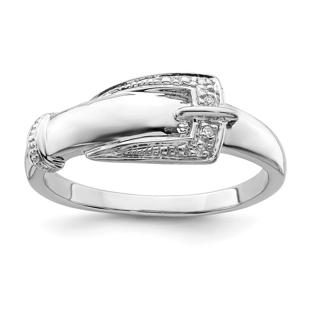 Sterlingsilber Rhodiniert Diamant Schnalle Ring