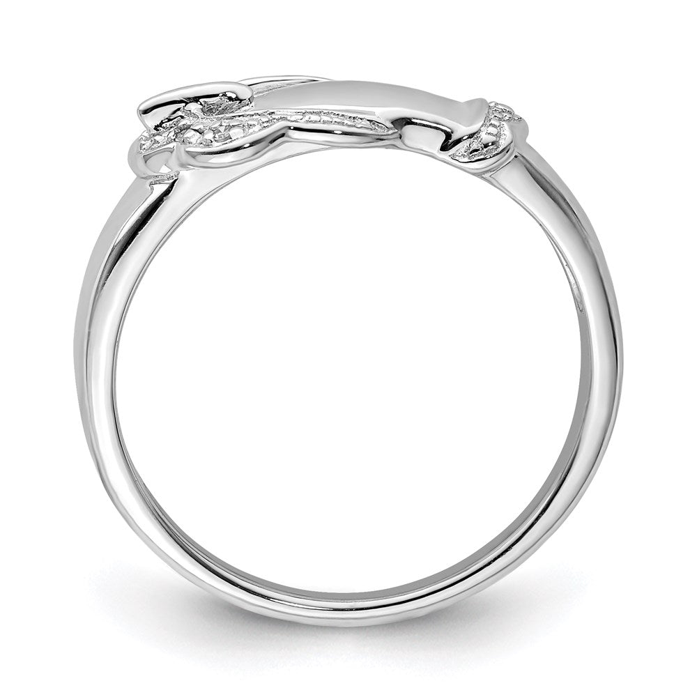 Sterlingsilber Rhodiniert Diamant Schnalle Ring