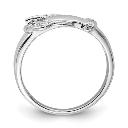 Sterlingsilber Rhodiniert Diamant Schnalle Ring