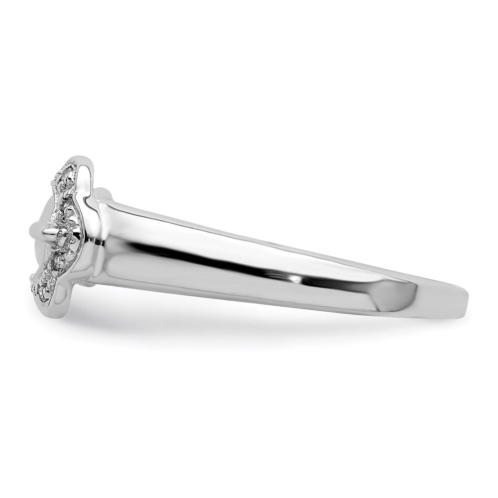 Sterlingsilber Rhodiniert Diamant Schnalle Ring