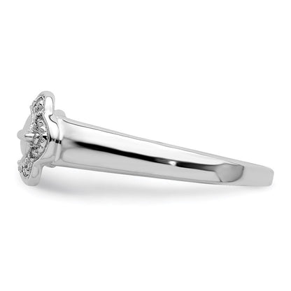 Sterlingsilber Rhodiniert Diamant Schnalle Ring