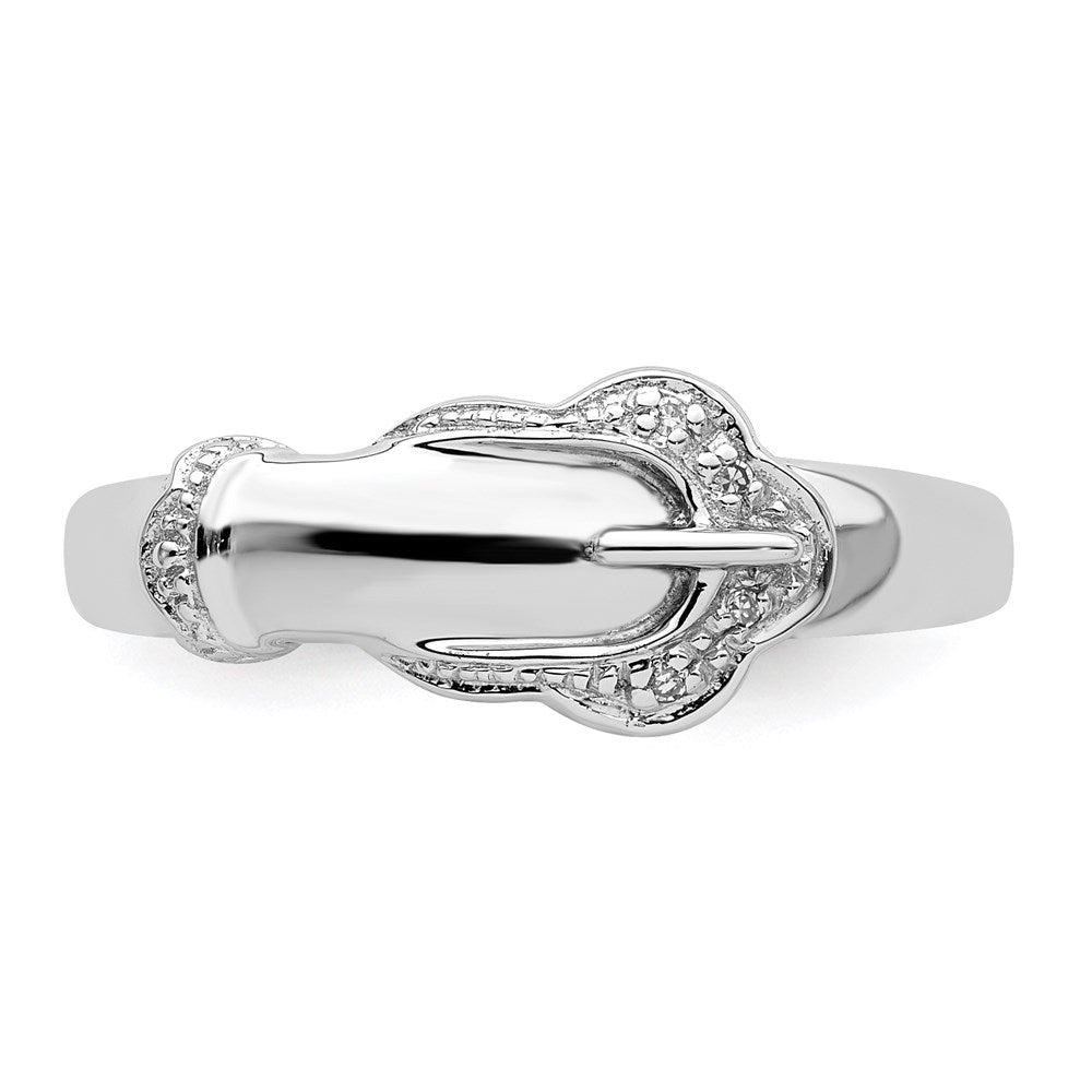 Sterlingsilber Rhodiniert Diamant Schnalle Ring