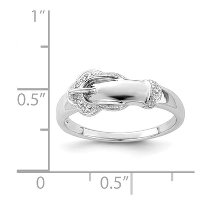 Sterlingsilber Rhodiniert Diamant Schnalle Ring