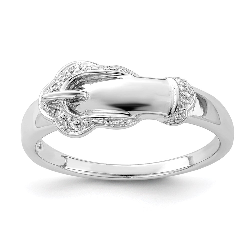 Sterlingsilber Rhodiniert Diamant Schnalle Ring