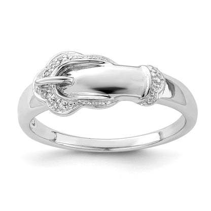 Sterlingsilber Rhodiniert Diamant Schnalle Ring