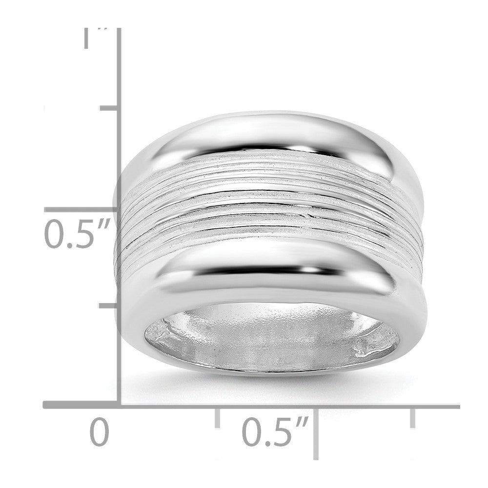 Sterlingsilber Poliert Ridged Ring (size 6 Nur)