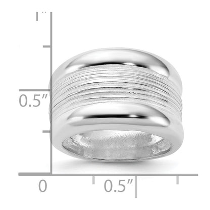 Sterlingsilber Poliert Ridged Ring (size 6 Nur)