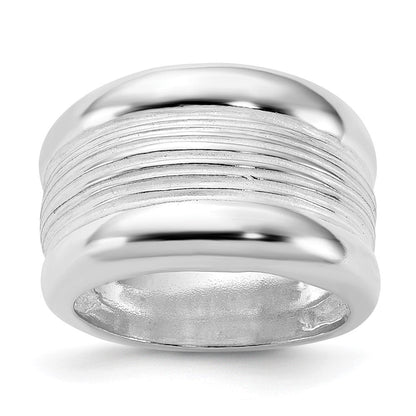 Sterlingsilber Poliert Ridged Ring (size 6 Nur)