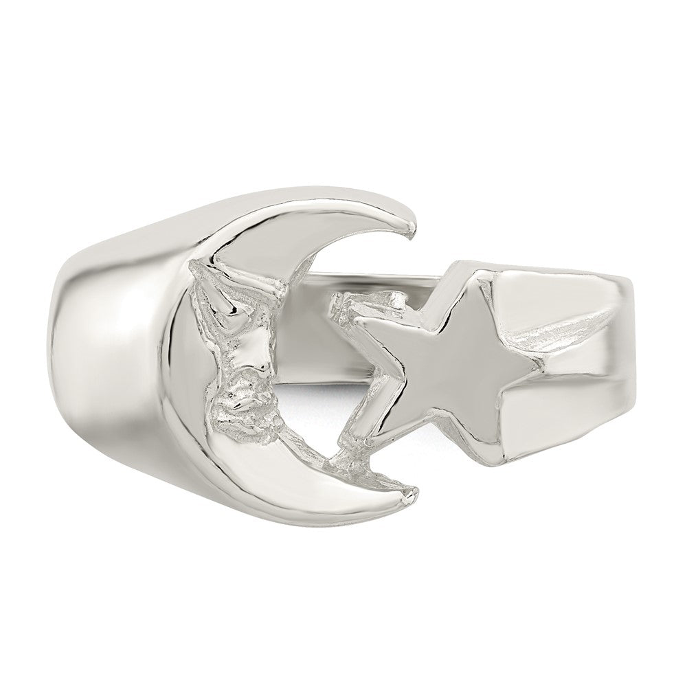 Sterlingsilber Mond & Stern Ring
