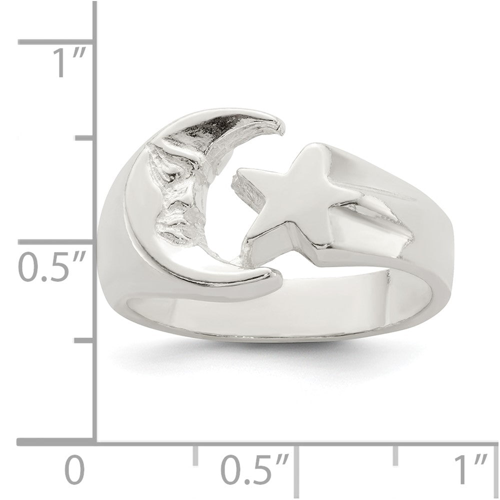 Sterlingsilber Mond & Stern Ring