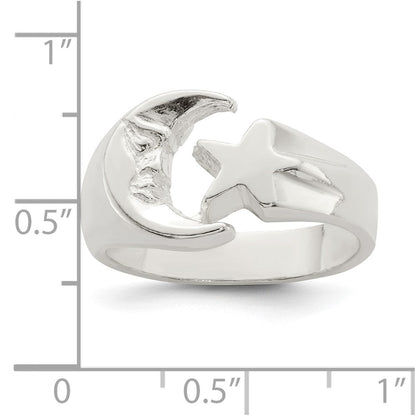 Sterlingsilber Mond & Stern Ring