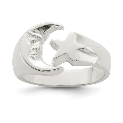 Sterlingsilber Mond & Stern Ring