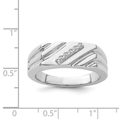 Sterlingsilber Rhodiniert Diamant Herren Ring