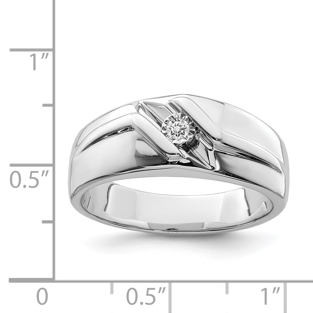 Sterlingsilber Rhodiniert Diamant Herren Ring