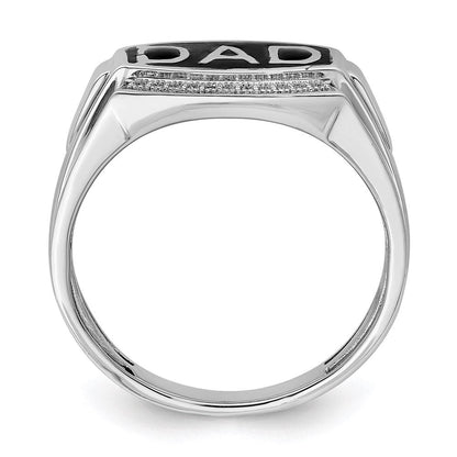 Sterlingsilber Rhodiniert Diamant Herren Dad Ring
