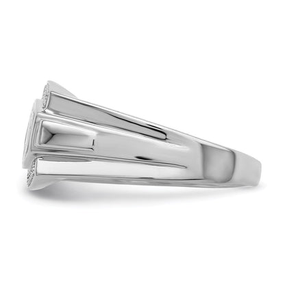 Sterlingsilber Rhodiniert Diamant Herren Dad Ring