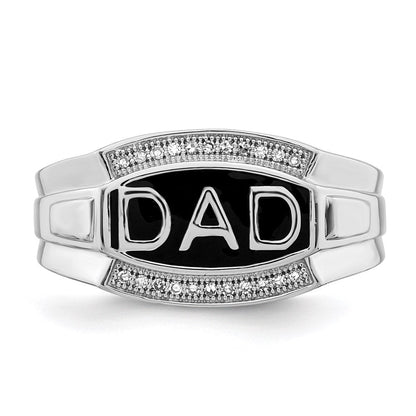 Sterlingsilber Rhodiniert Diamant Herren Dad Ring