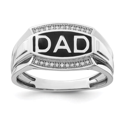 Sterlingsilber Rhodiniert Diamant Herren Dad Ring
