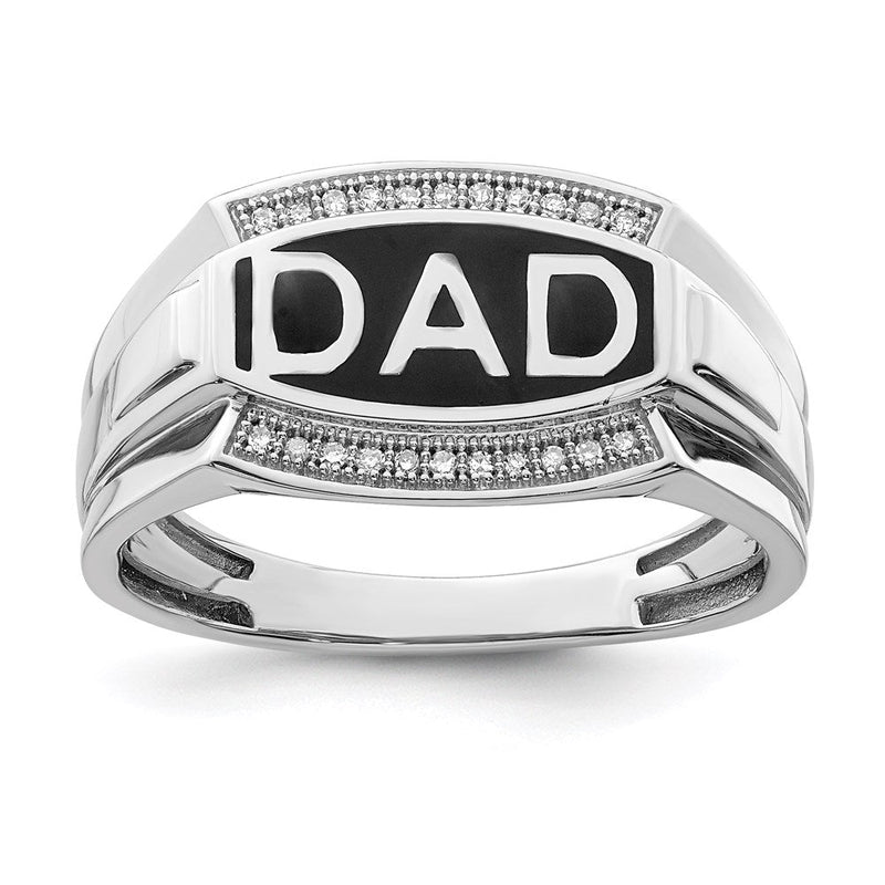 Sterlingsilber Rhodiniert Diamant Herren Dad Ring