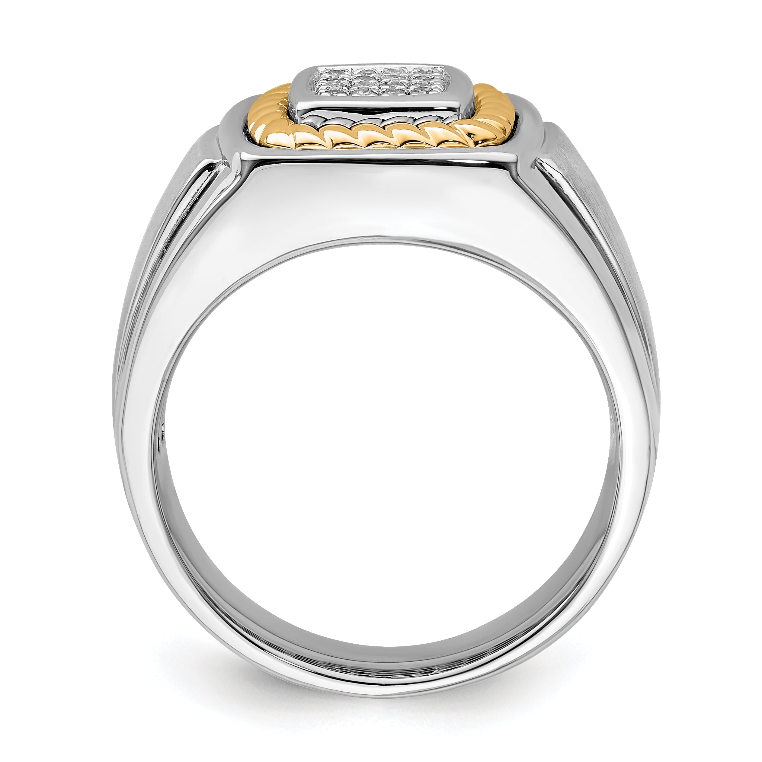 Sterlingsilber Rhodiniert 10K Gelbgold Herren Diamant Ring