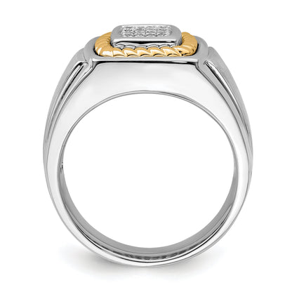 Sterlingsilber Rhodiniert 10K Gelbgold Herren Diamant Ring