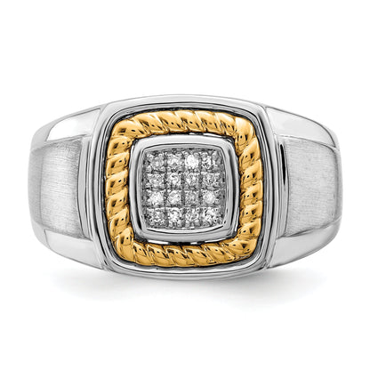 Sterlingsilber Rhodiniert 10K Gelbgold Herren Diamant Ring