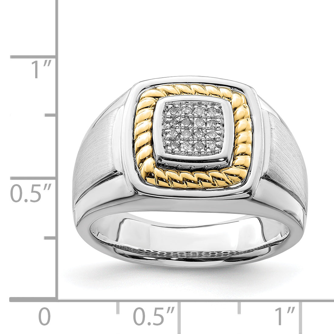 Sterlingsilber Rhodiniert 10K Gelbgold Herren Diamant Ring