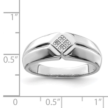 Sterlingsilber Rhodiniert Diamant Herren Ring