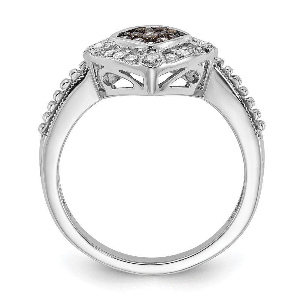 Sterlingsilber Champagne & Klar Diamant Klein Form Ring