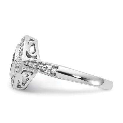 Sterlingsilber Champagne & Klar Diamant Klein Form Ring