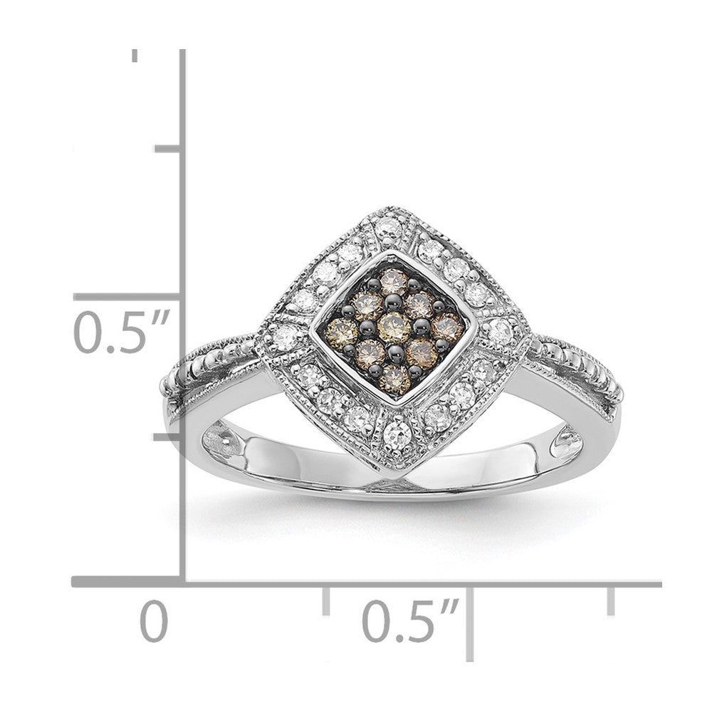 Sterlingsilber Champagne & Klar Diamant Klein Form Ring