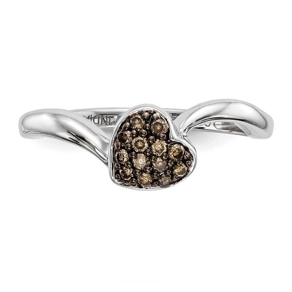 Sterlingsilber Champagne Diamant Klein Herz Ring