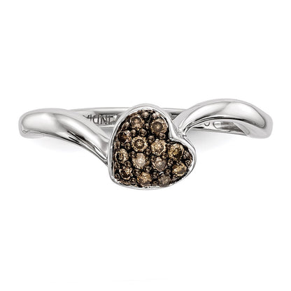 Sterlingsilber Champagne Diamant Klein Herz Ring
