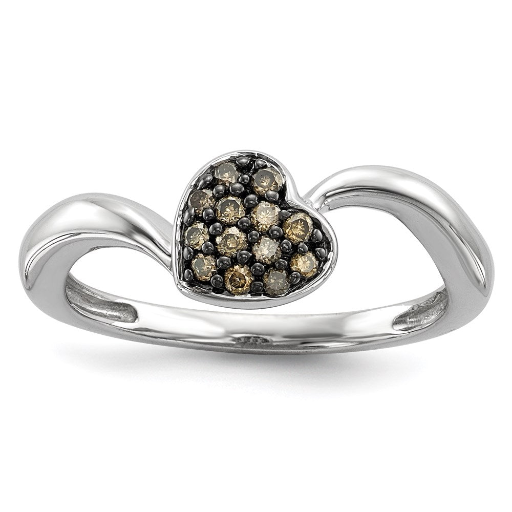 Sterlingsilber Champagne Diamant Klein Herz Ring
