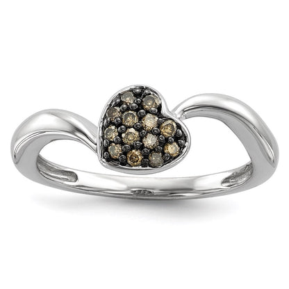 Sterlingsilber Champagne Diamant Klein Herz Ring