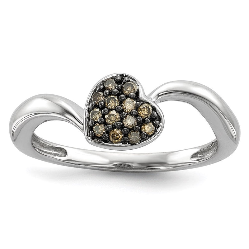 Sterlingsilber Champagne Diamant Klein Herz Ring