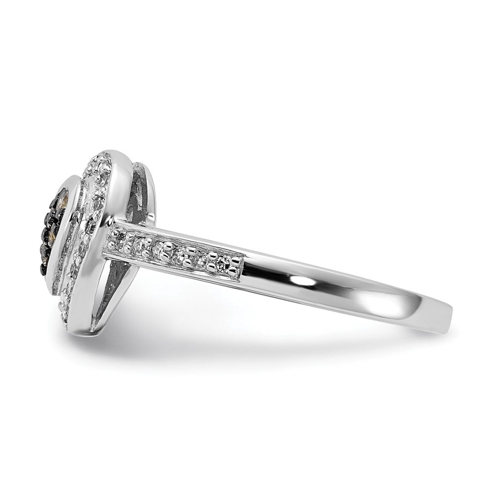 Sterlingsilber Poliert Champagne & Klar Diamant Herz Ring
