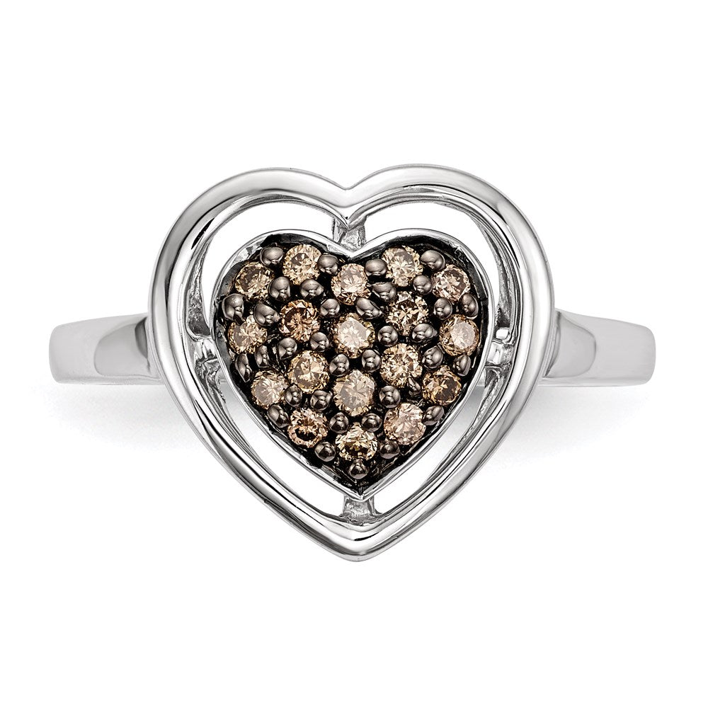 Sterlingsilber Champagne Diamant Herz Ring